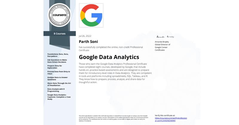 Google Data Analytics Certificate